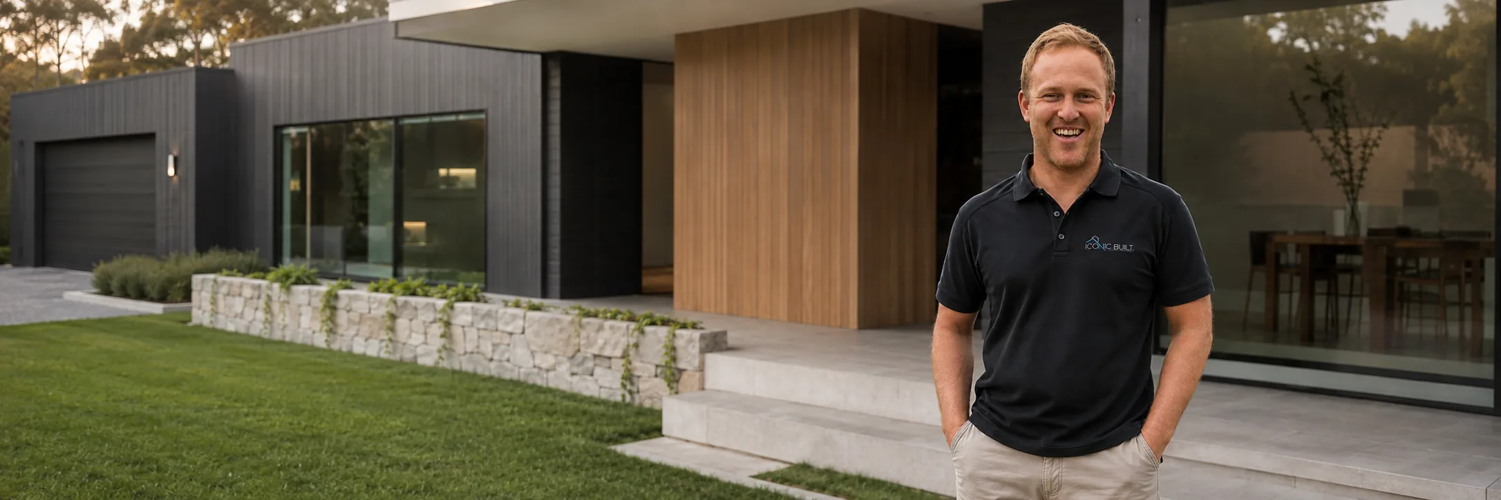 Mick outside a completed Iconic Built project